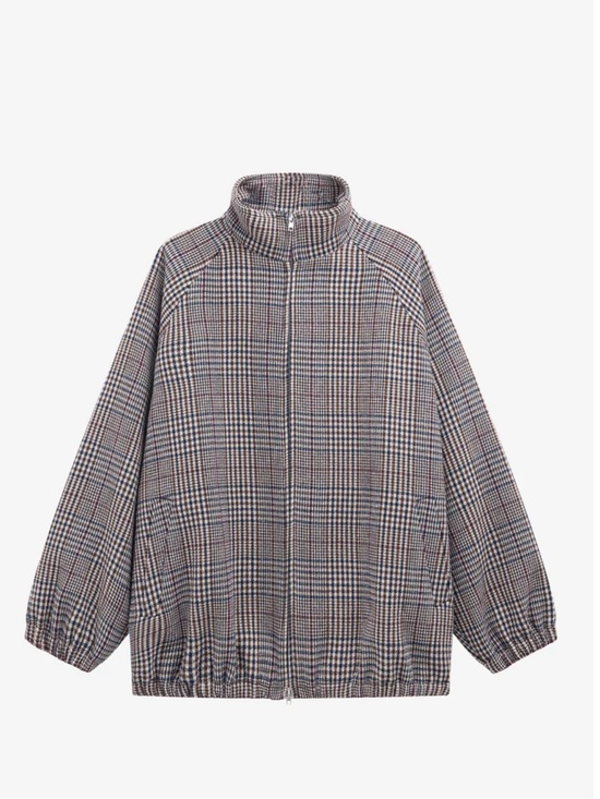 The Frankie Shop Jackets & Blazers - THE FRANKIE SHOP - BAXTER WOOL TRACK JACKET - BEIGE GLEN PLAID